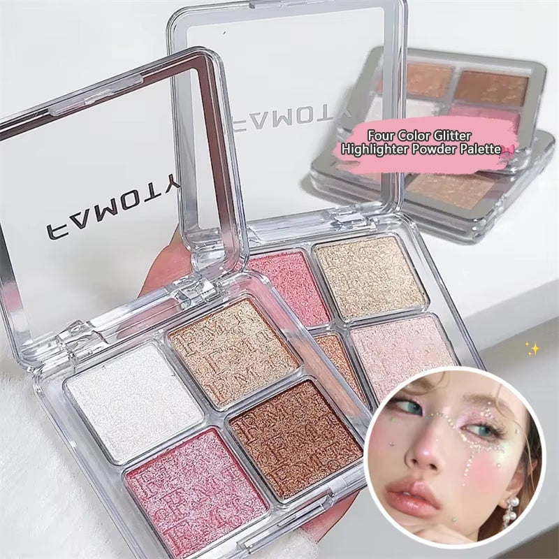 Four Color Glitter Highlighter Makeup Palette
