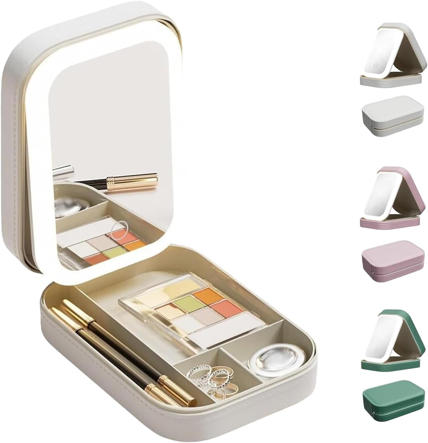 Integrated Makeup Storage Box with Light-Filling Mirror