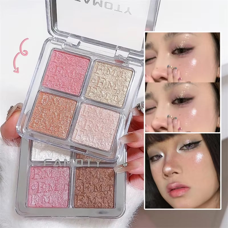 Four Color Glitter Highlighter Makeup Palette 