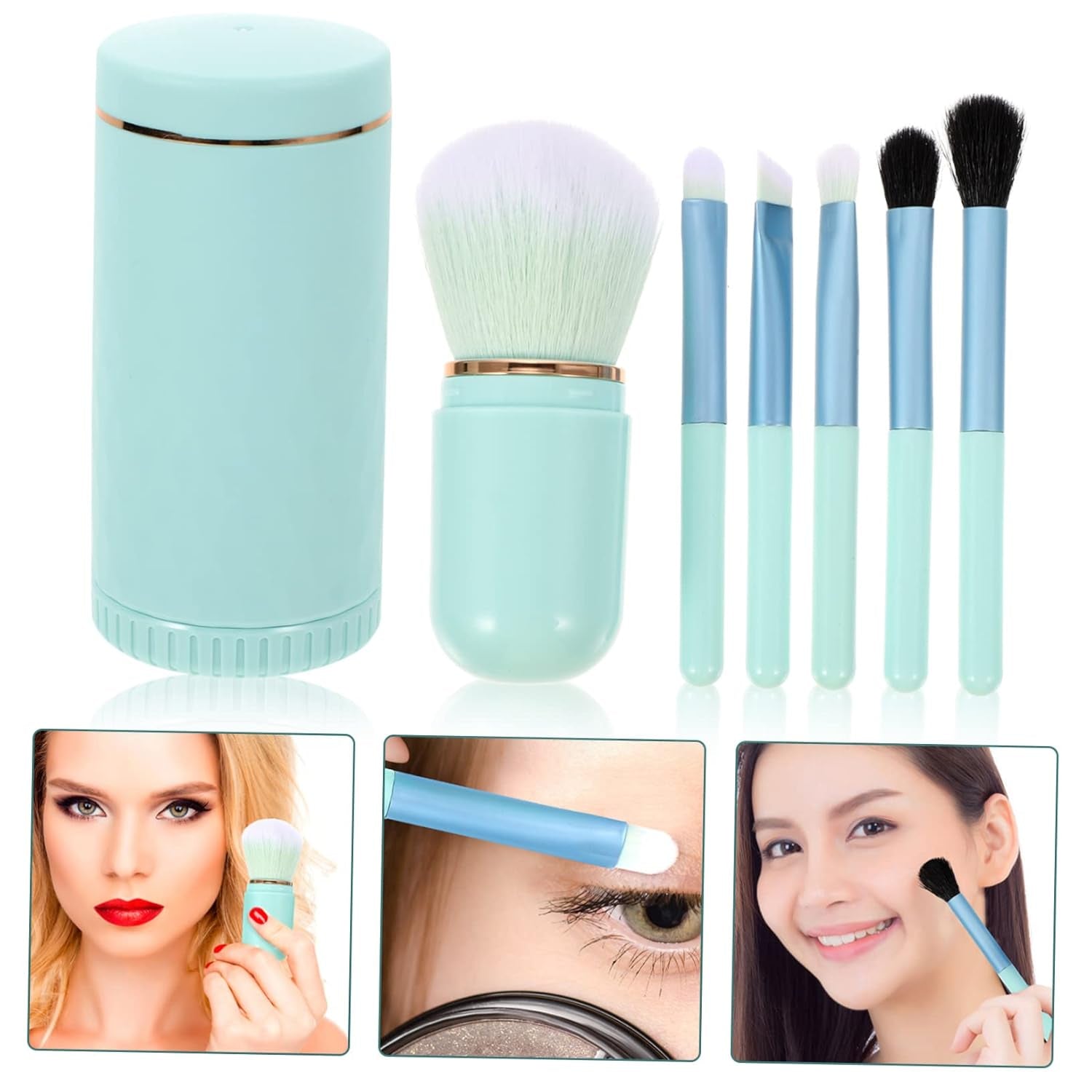 Makeup Brush for Women 6-In-1 Brush Suit Professional Makeup Tools Face Beauty Tools Portable Compact Size Valentine'S Day