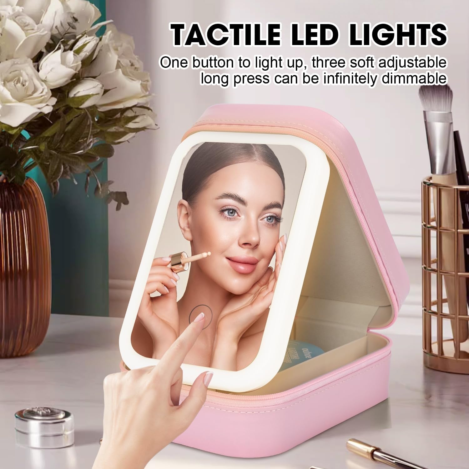 LED Three-Color Adjustable Makeup Mirror