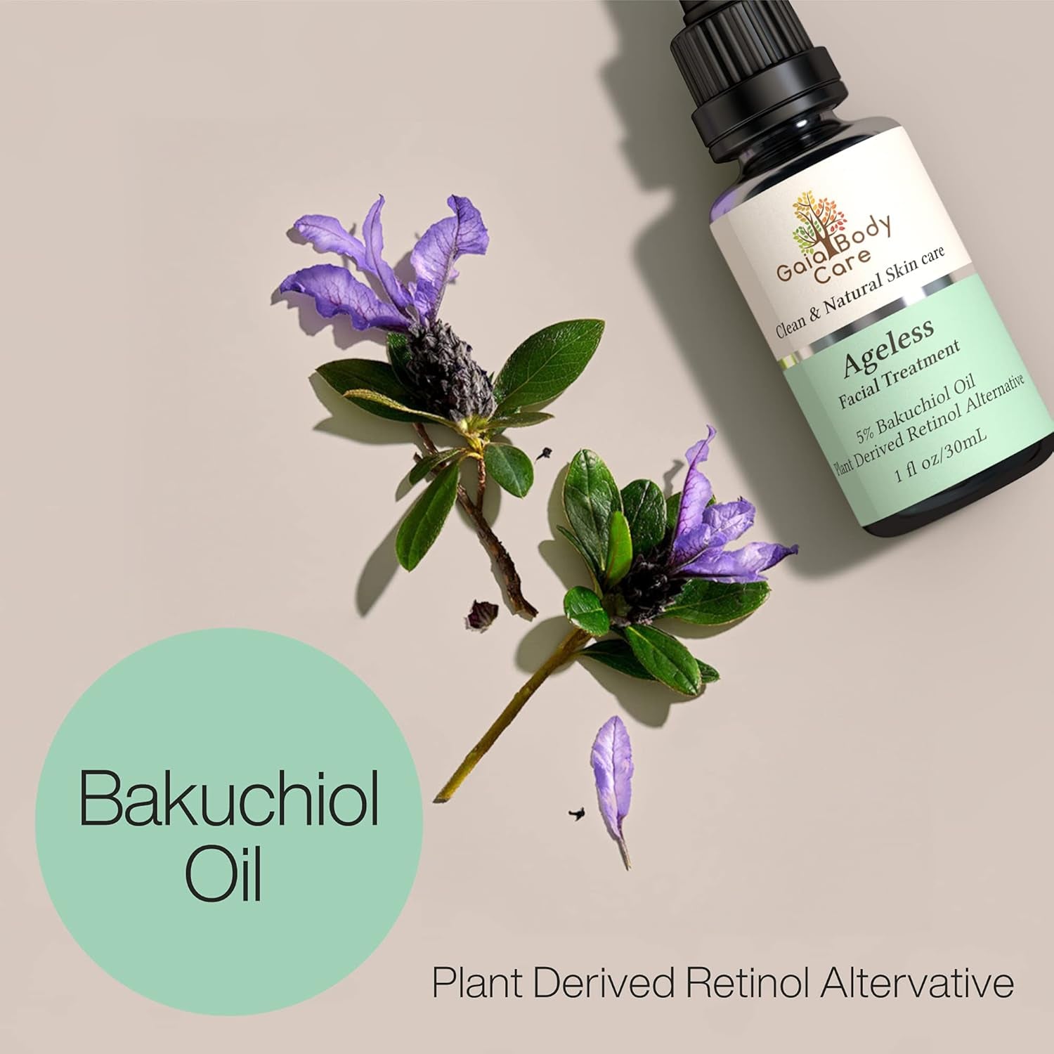 5% Bakuchiol Oil Organic - (1Ounce) - anti Aging Serum 