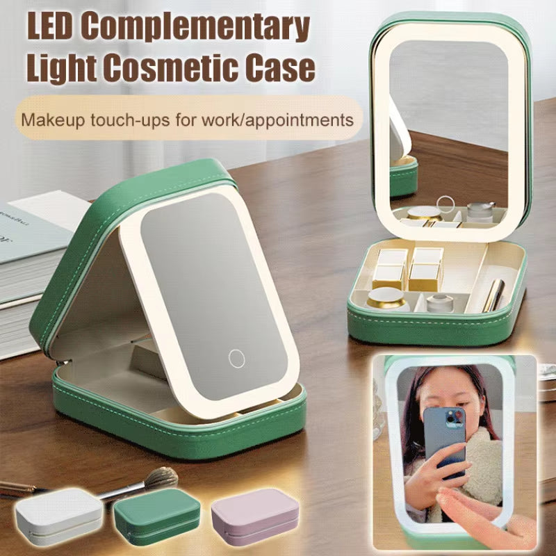 Makeup Storage Box LED Mirror Cosmetics Storage Box