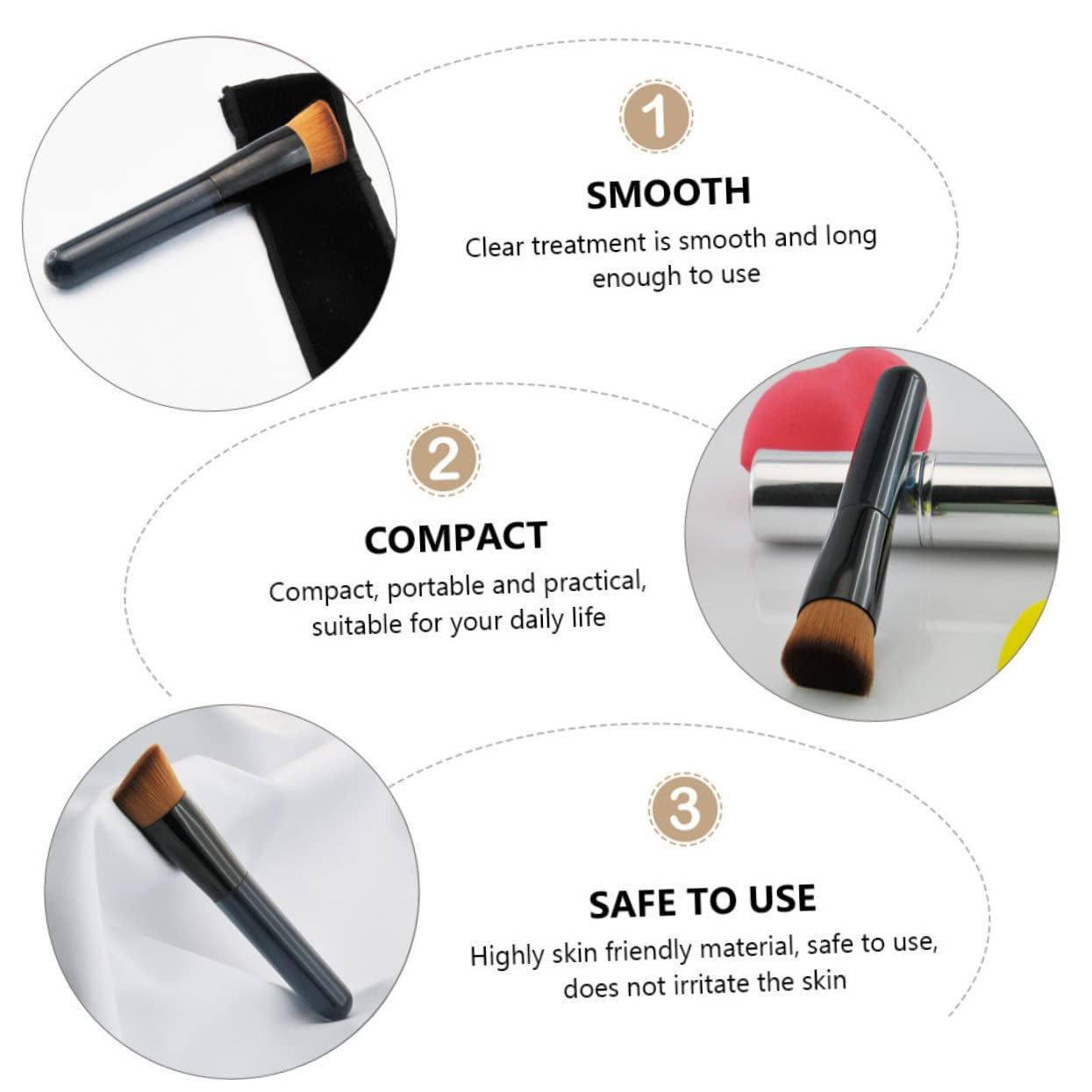 Cosmetics Makeup Brush Foundation Brush with Synthetic Hair Soft Sturdy No Shedding for Skin Types