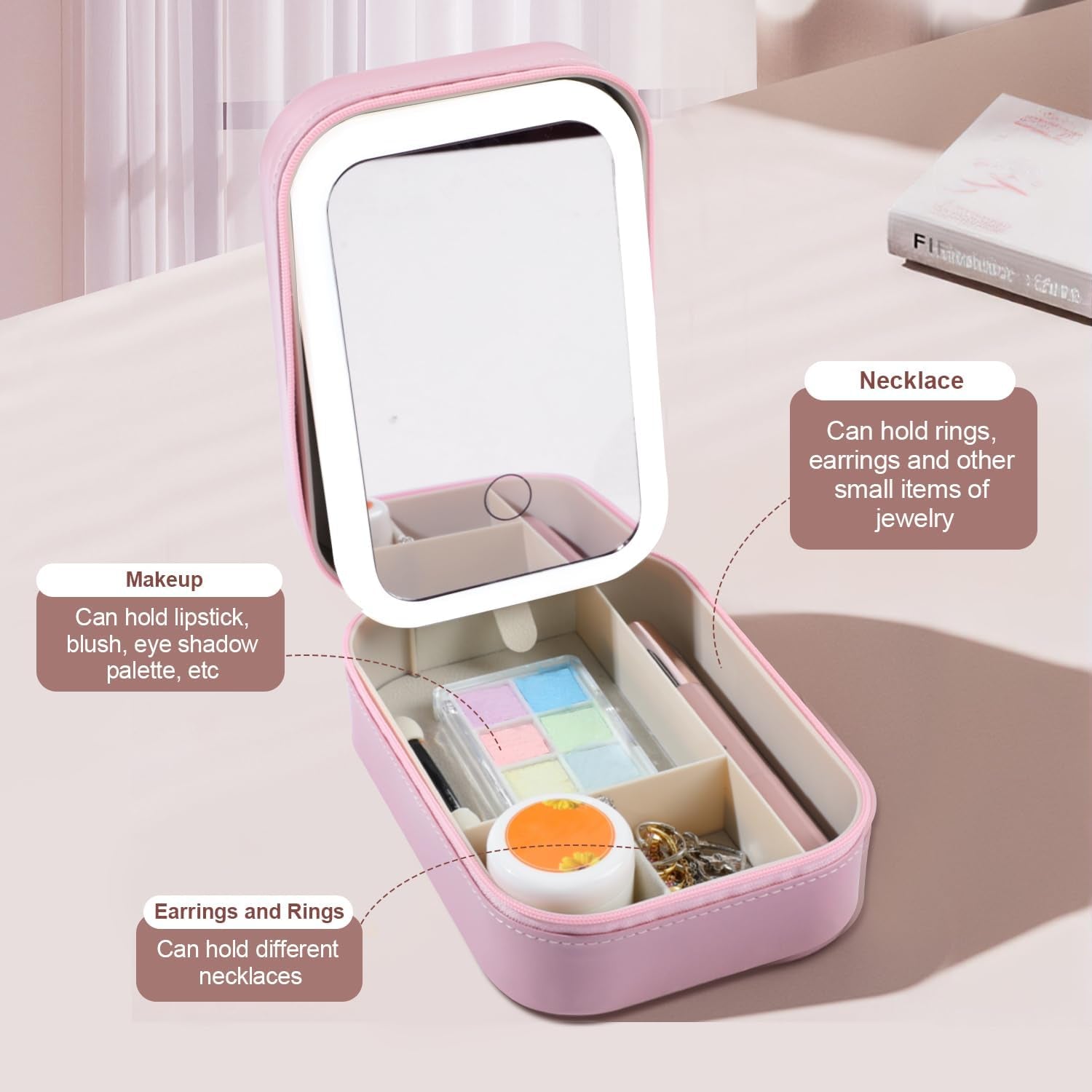 LED Three-Color Adjustable Makeup Mirror