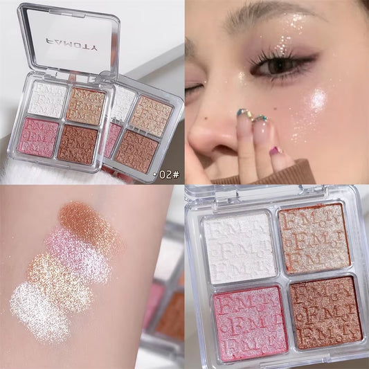 Four Color Glitter Highlighter Makeup Palette 