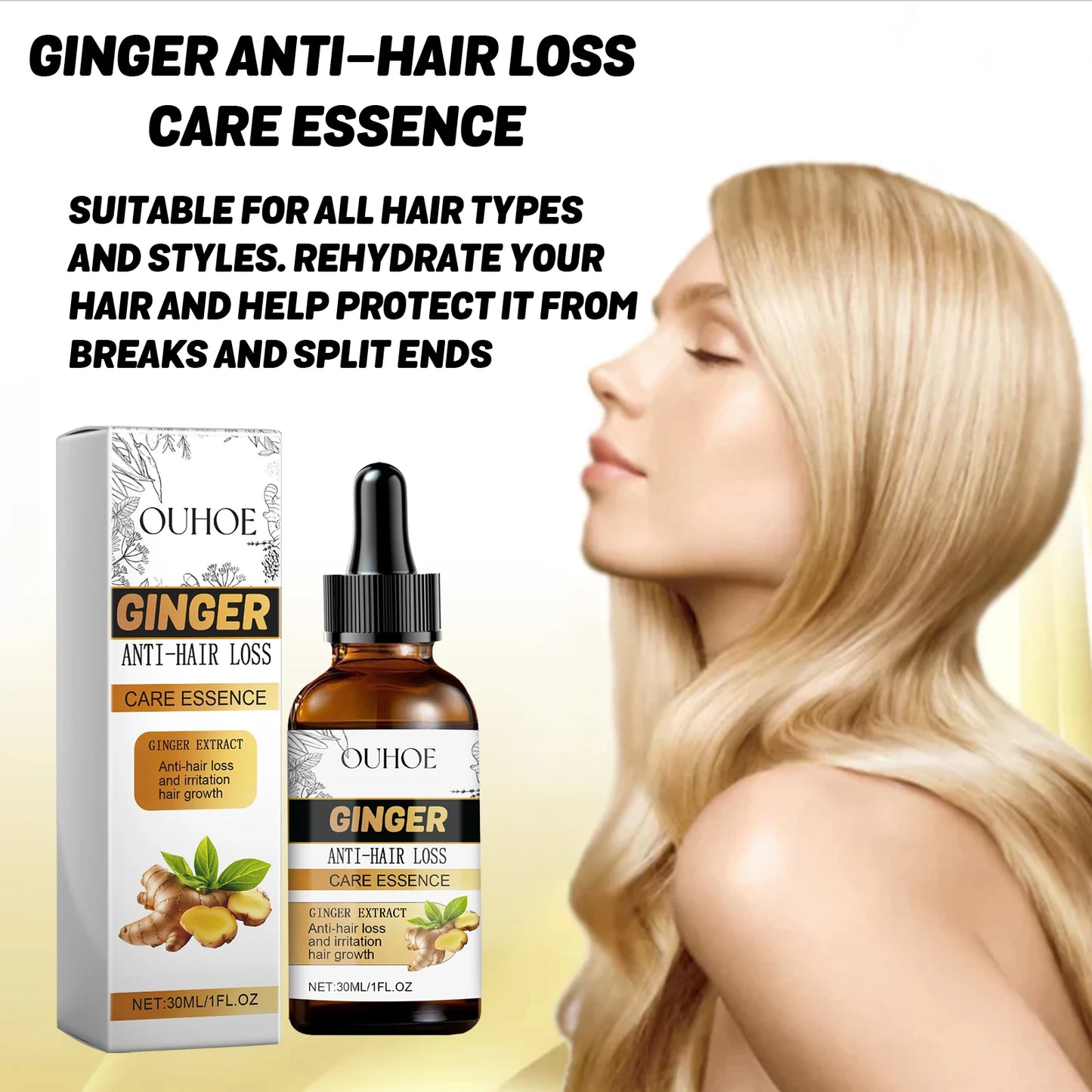 Ginger Hair Growth Serum Improve Frizz Prevent Baldness Scalp