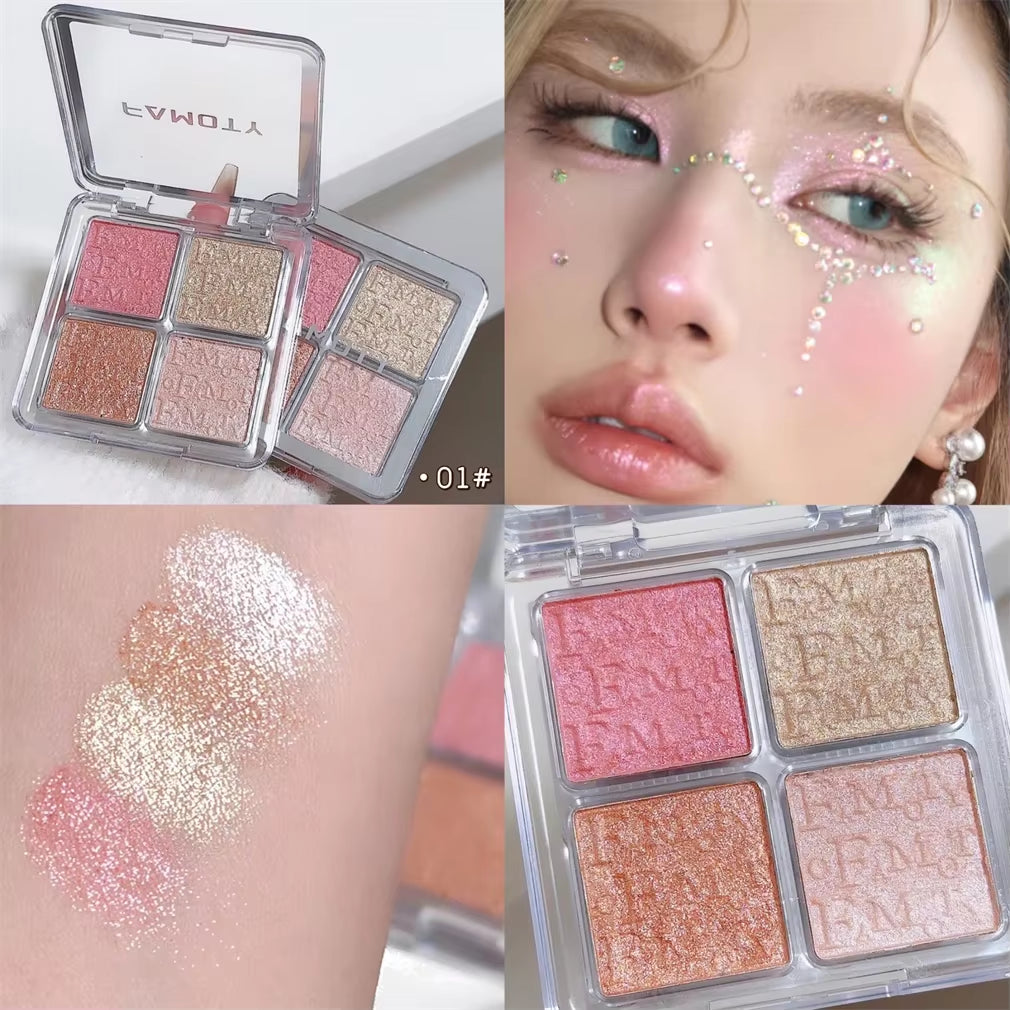 Four Color Glitter Highlighter Makeup Palette 