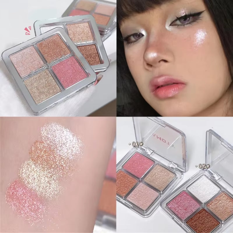 Four Color Glitter Highlighter Makeup Palette 